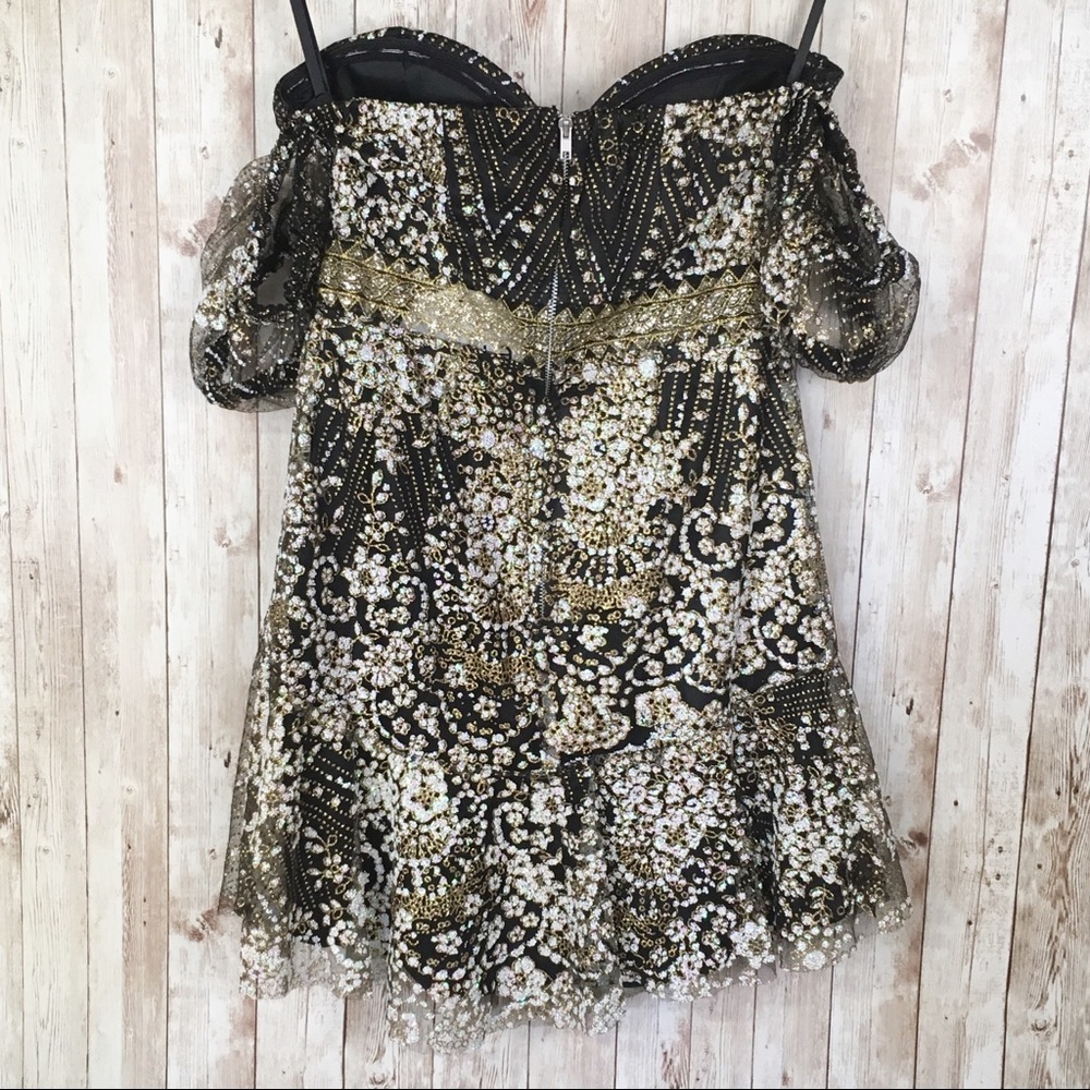 Xenia Boutique Byzantine Glitter Mini Dress Size 2 - Picture 3 of 8